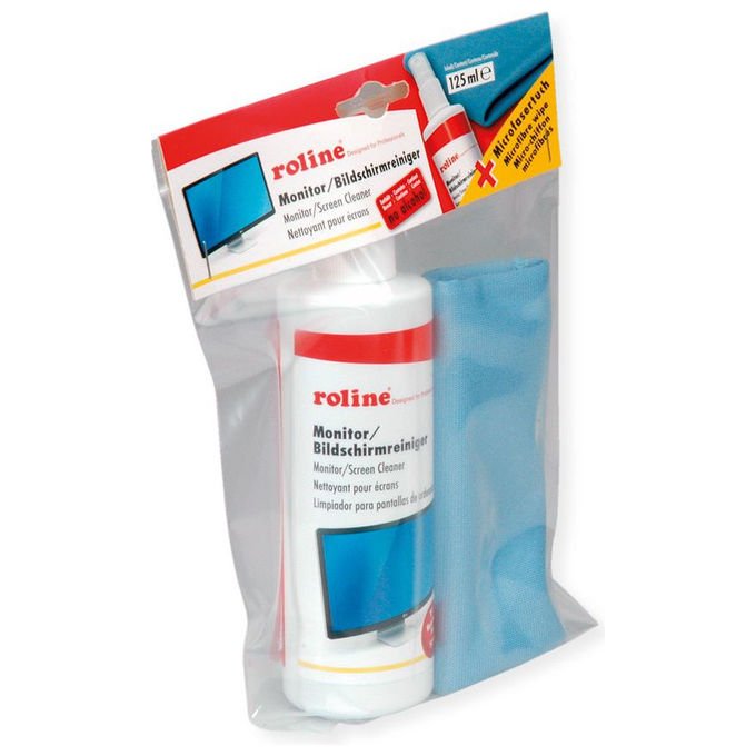 Roline, Kit Pulizia Schermo Lcd-Led-Plasma, Con Panno Microfibra, Spray 250ml