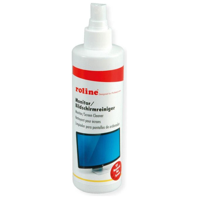 Roline, Kit Pulizia Schermo Lcd-Led-Plasma, Con Panno Microfibra, Spray 250ml