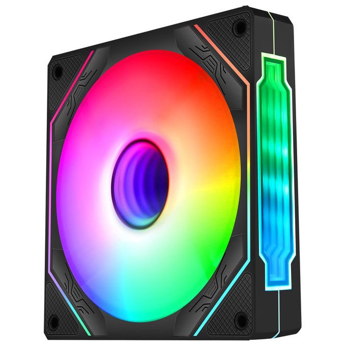 Nuwo, Ventola per Case PWM 120mm, Infinity Mirror ARGB, Silenziosa, 1800 RPM, Nero