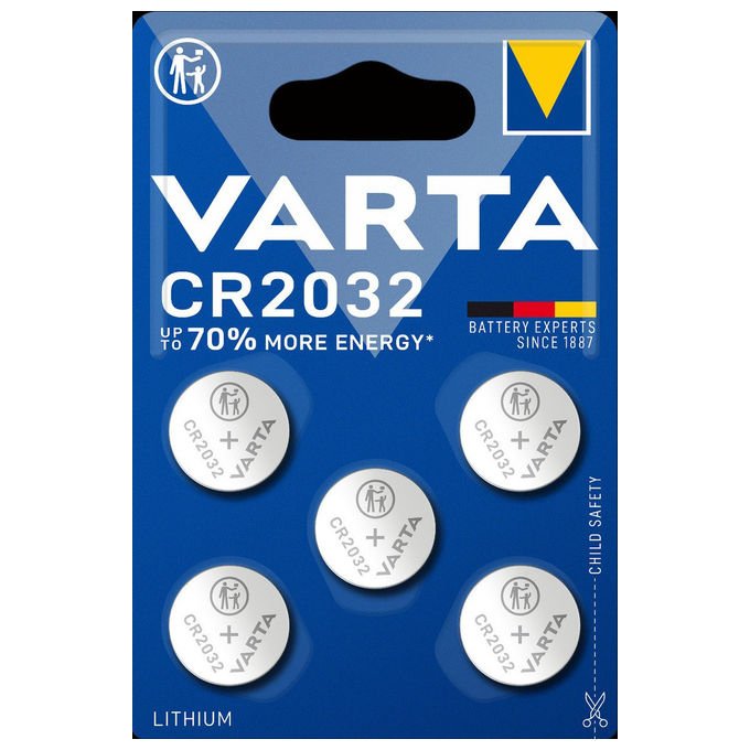 Varta, 5 Pile Litio CR2032, Energy, 3V, 20 mm