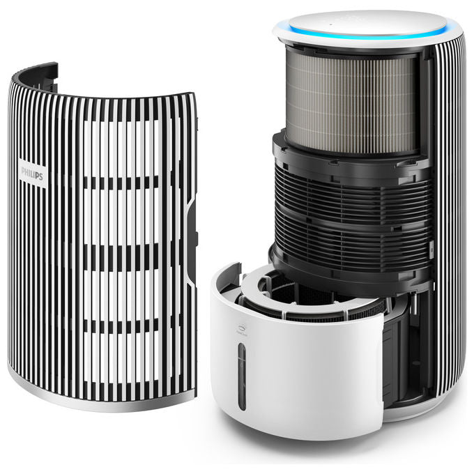 Philips, Purificatore d'aria e Umidificatore, PureProtect Water Serie 3400, 300 m³-h, Grigio Bianco