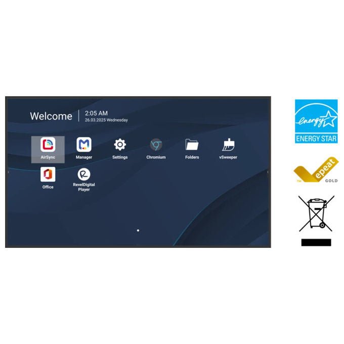 Viewsonic Display professionale 4K 86 pollici Android 14 Pannello piatto per segnaletica digitale