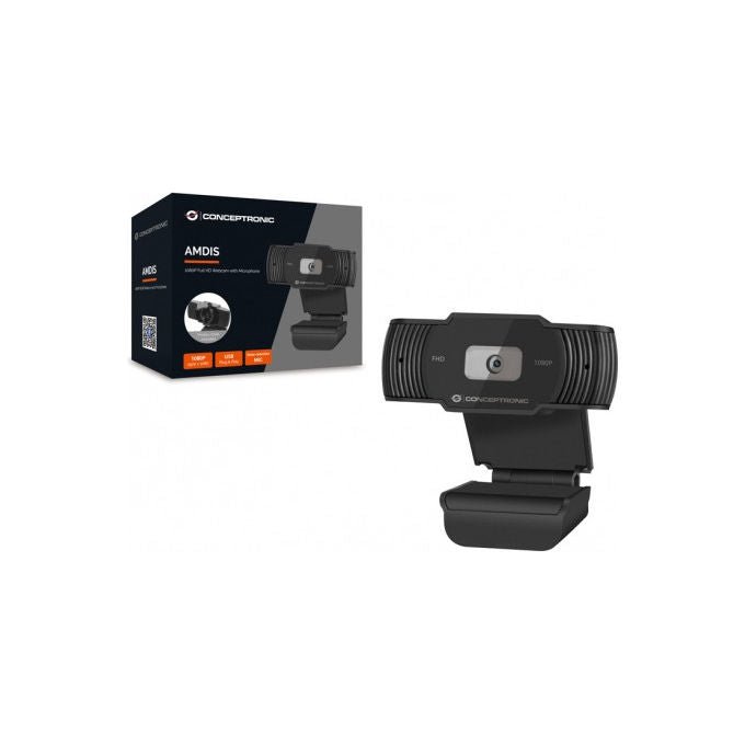 Conceptronic, Webcam Full HD 1080p, Microfono, USB 2.0, Nero