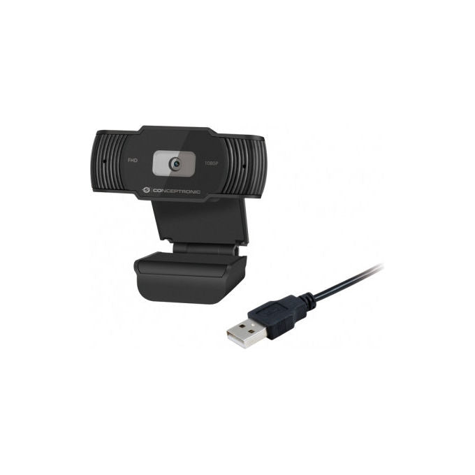 Conceptronic, Webcam Full HD 1080p, Microfono, USB 2.0, Nero