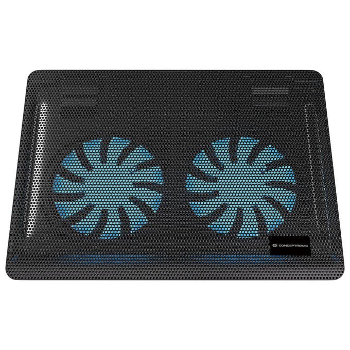Conceptronic, Base di raffreddamento per laptop, 15.6'', 2 ventole, Nero