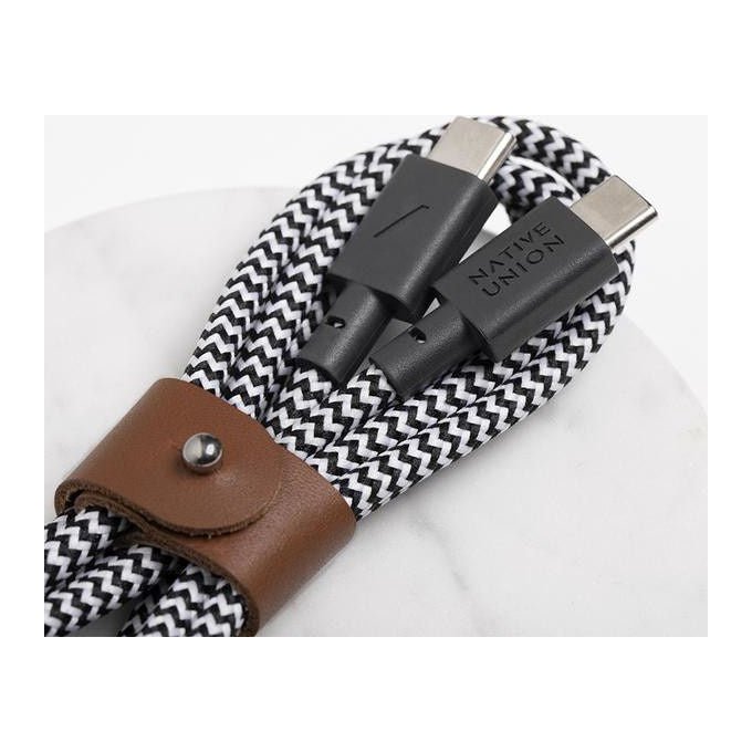 Native Union, Cavo Usb-C, 1.2 m, Nero E Bianco, Ricarica Rapida, Nylon Intrecciato