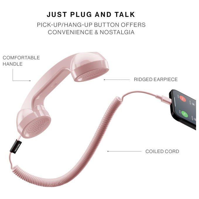 Native Union, Pop Phone retro' USB-C, Auricolare con microfono e altoparlante per iPhone, iPad, laptop, colore Caramella