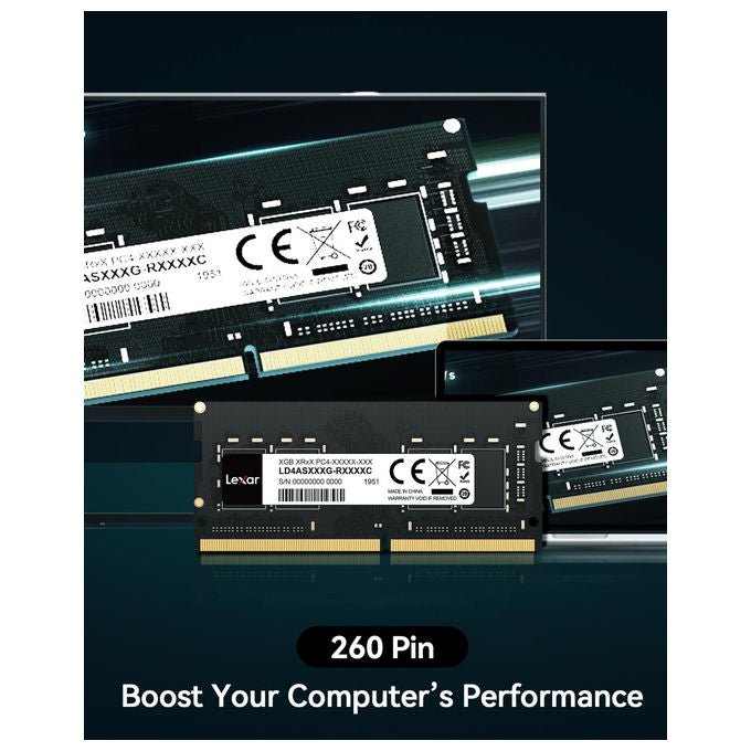 Lexar, Memoria RAM SODIMM DDR4, 16GB 3200MHz, CL22, Memoria per Laptop
