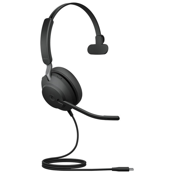 Jabra, Cuffie Mono, Evolve2 40 SE, Cablate USB-C-A, Nero