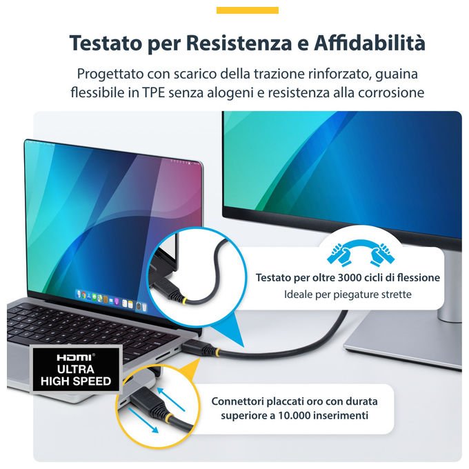 StarTech.com, Cavo HDMI 2.1, 8K 60Hz, 4K 120Hz, 5 m, Ultra High Speed, Nero