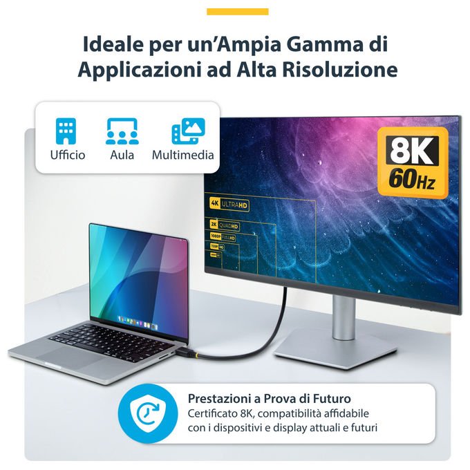 StarTech.com, Cavo HDMI 2.1 8K, 2m, 48 Gbps, Certificato ad Altissima Velocita', Nero
