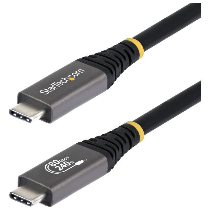 StarTech.com, Cavo USB4, 50cm, USB-C, 80Gbps, 240W, 8K 120Hz, Compatibile Thunderbolt 4, Nero