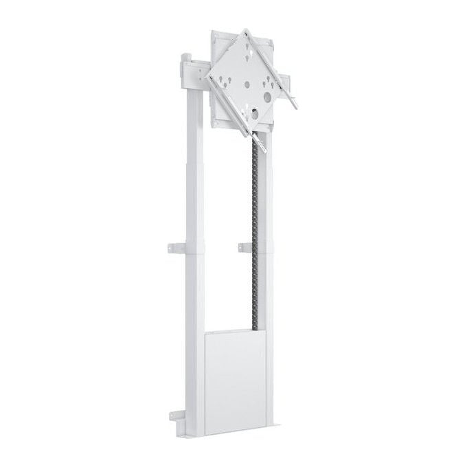 Multibrackets, Supporto TV motorizzato da pavimento, Flip 2 con armadio e supporto per telecamera, 120kg, Bianco