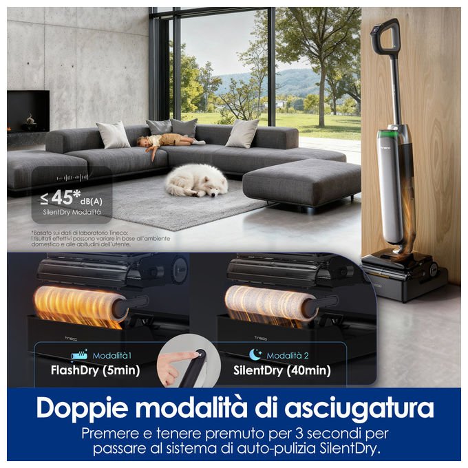 Tineco Floor One S9 Artist Steam Pro, Aspirapolvere Verticale 3-in-1, Nero Argento, Senza Sacchetto, HyperSteam