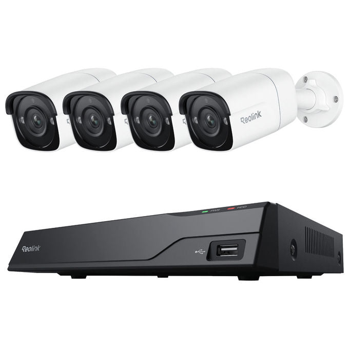 Reolink NVS8-5MB4 Kit di Videosorveglianza Cablato 8 Canali 4 Telecamere PoE 5MP HDD 2TB Espandibile a 12TB colore Nero