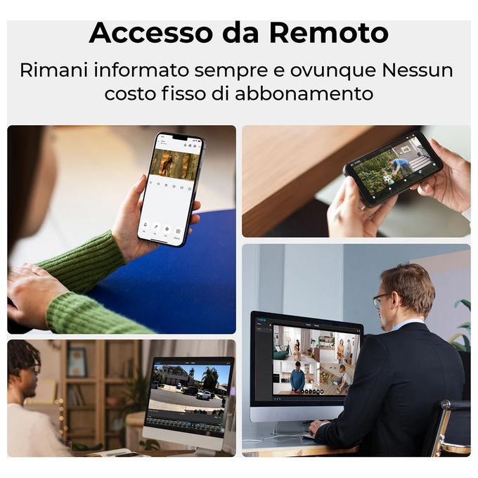 Reolink NVS8-5MB4 Kit di Videosorveglianza Cablato 8 Canali 4 Telecamere PoE 5MP HDD 2TB Espandibile a 12TB colore Nero