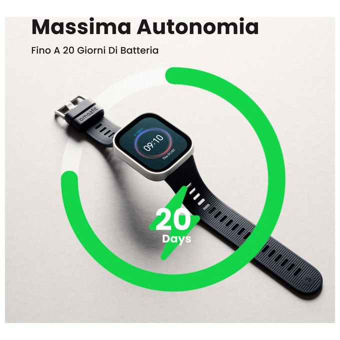 Amazfit 6978099570084 Bip Max Smartwatch Display AMOLED 2.07'' Risoluzione 432 x 514 Pixel Memoria 4 GB GPS Batteria 20 giorni colore Blu