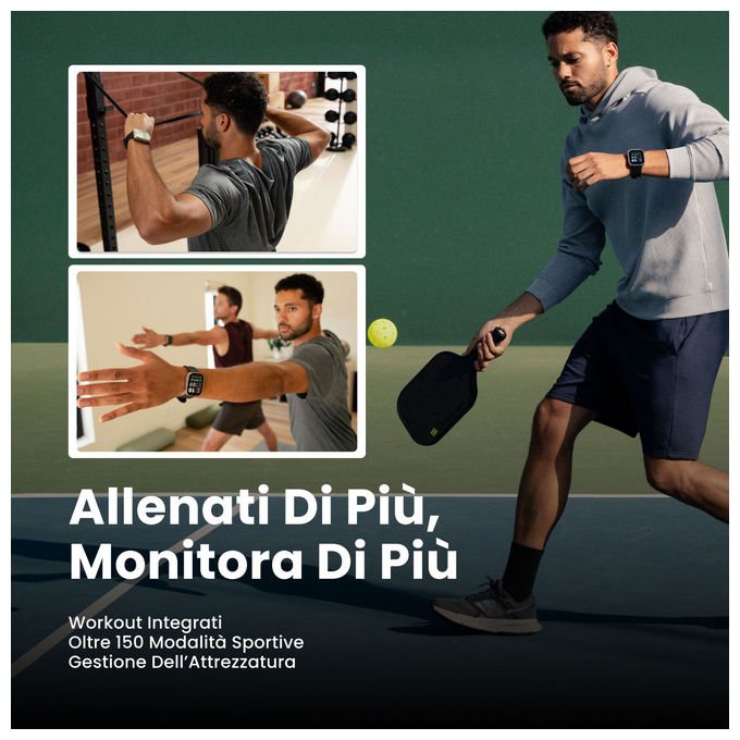 Amazfit 6978099570084 Bip Max Smartwatch Display AMOLED 2.07'' Risoluzione 432 x 514 Pixel Memoria 4 GB GPS Batteria 20 giorni colore Blu