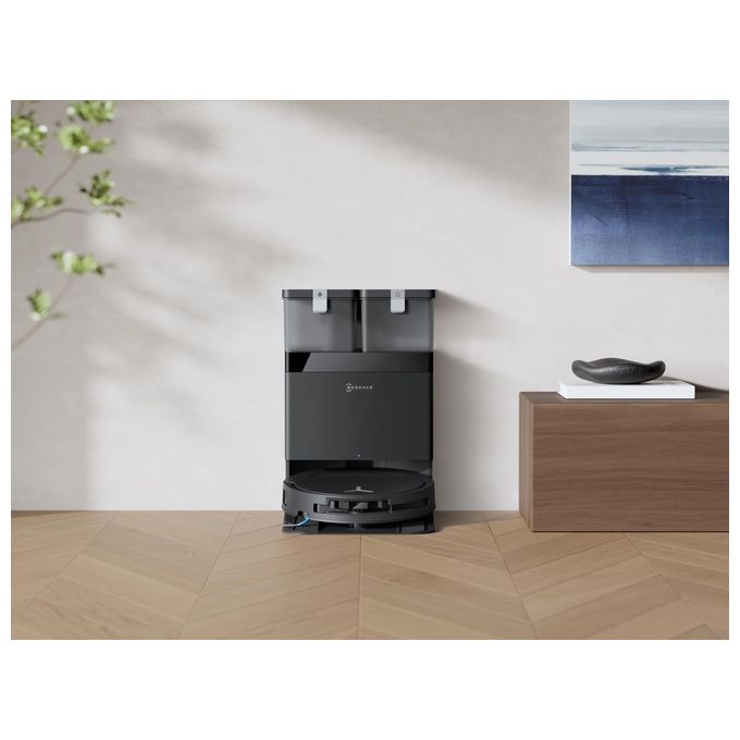 Ecovacs DEEBOTT50OMNIGEN3BLACK DEEBOT T50 OMNI Gen3 Robot aspirapolvere lavapavimenti AIVI 3D 3.0 25.000 Pa ZeroTangle 3.0 stazione OMNI All-in-One lavaggio a 75 °C colore Nero