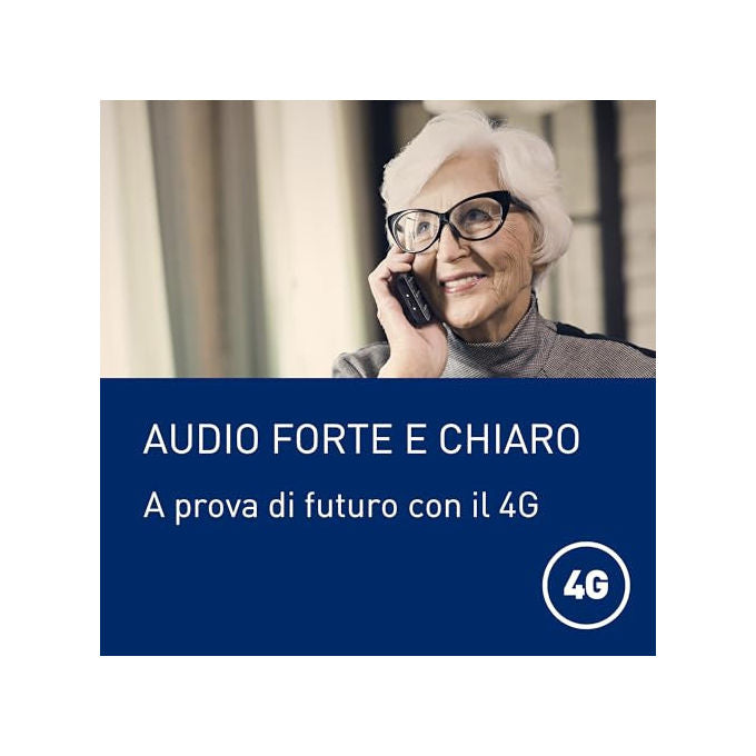 Panasonic, Telefono per Anziani 4g, Usb-C, Ip44, Schermo 2.4 Pollici, Nero