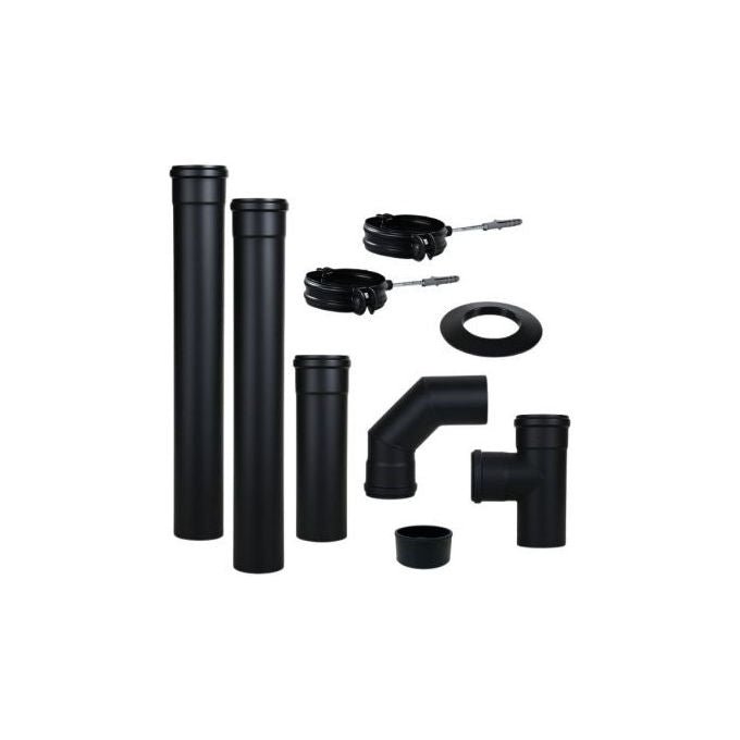 El - Ga Distribuzione, Tubo Stufa a Pellet, Ø80 mm, Acciaio Smaltato Nero, Guarnizione Siliconica - Yeppon