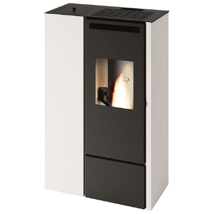 Punto Fuoco, Stufa a Pellet Clelia, 11 kW, Acciaio Verniciato, Bianca, Con Telecomando - Yeppon