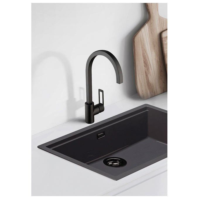 Crolla, Miscelatore cucina monocomando, Jacob 7736 NO, Nero opaco, Con bocca girevole - Yeppon