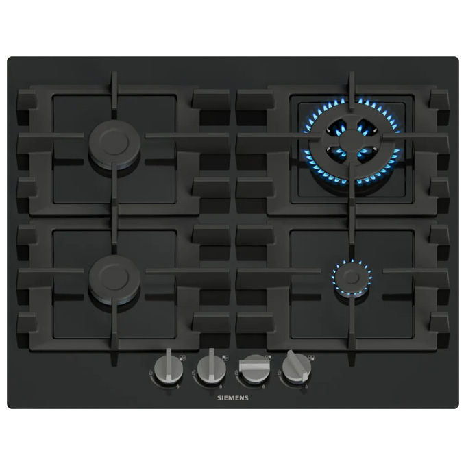 Siemens, Piano Cottura a Gas da Incasso Nero, iQ300, 60 cm, 4 Bruciatori - Yeppon