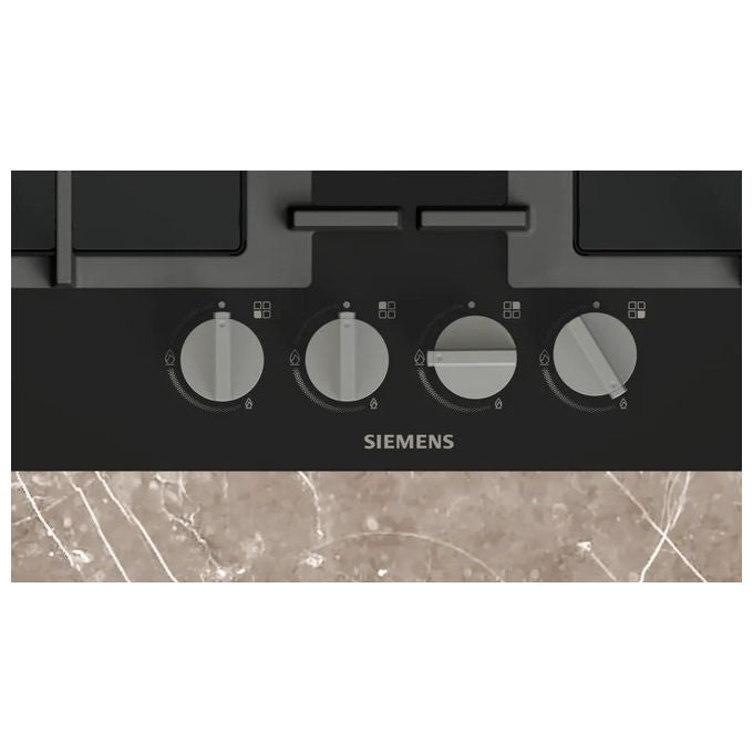 Siemens, Piano Cottura a Gas da Incasso Nero, iQ300, 60 cm, 4 Bruciatori - Yeppon