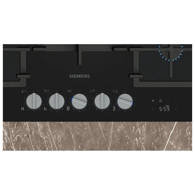 Siemens iQ700 ER7A6RH40, Piano Cottura a Gas, 75 cm, 5 Bruciatori, Vetro Nero - Yeppon
