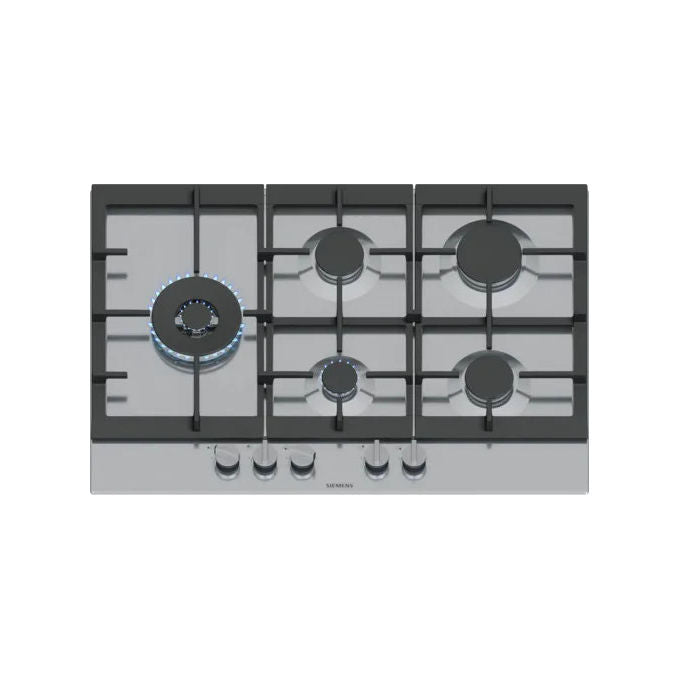 Siemens, Piano Cottura a Gas, 75 cm, 5 Fuochi, Acciaio Inox, Nero, EC7A5SI90 - Yeppon