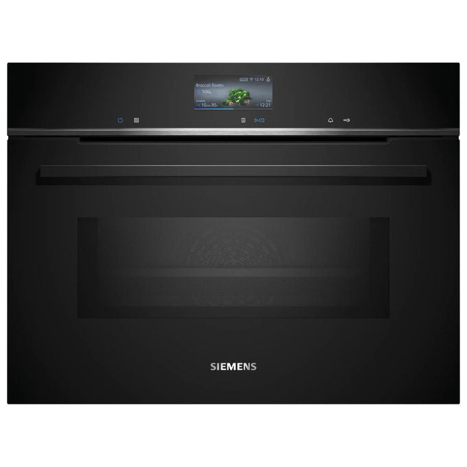 Siemens, Forno compatto combinato microonde iQ700 CM776G1B1, 45 L, Nero, Pirolitico - Yeppon