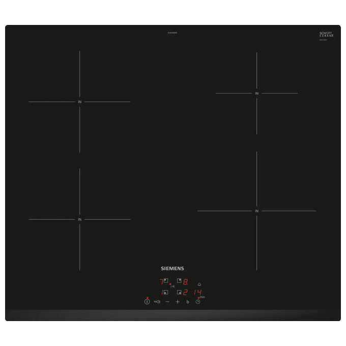 Siemens iQ100 EU63KBEB5E, Piano Cottura a Induzione, 60 cm, Vetroceramica Nero, Da Incasso - Yeppon