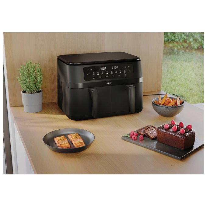 Haier, Friggitrice ad Aria Calda, 11.5 L, Doppia, 3000 W, HAF3AD 011, Nero