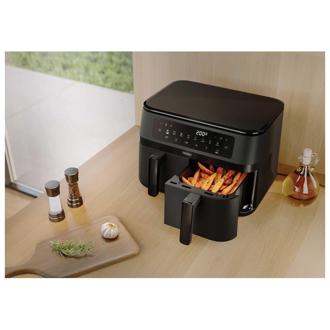 Haier, Friggitrice ad Aria Calda, 11.5 L, Doppia, 3000 W, HAF3AD 011, Nero