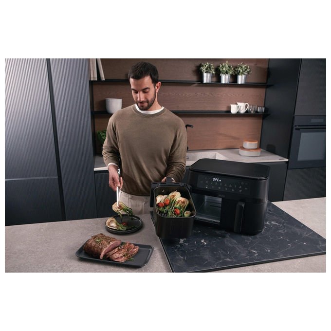 Haier, Friggitrice ad Aria Calda, 11.5 L, Doppia, 3000 W, HAF3AD 011, Nero