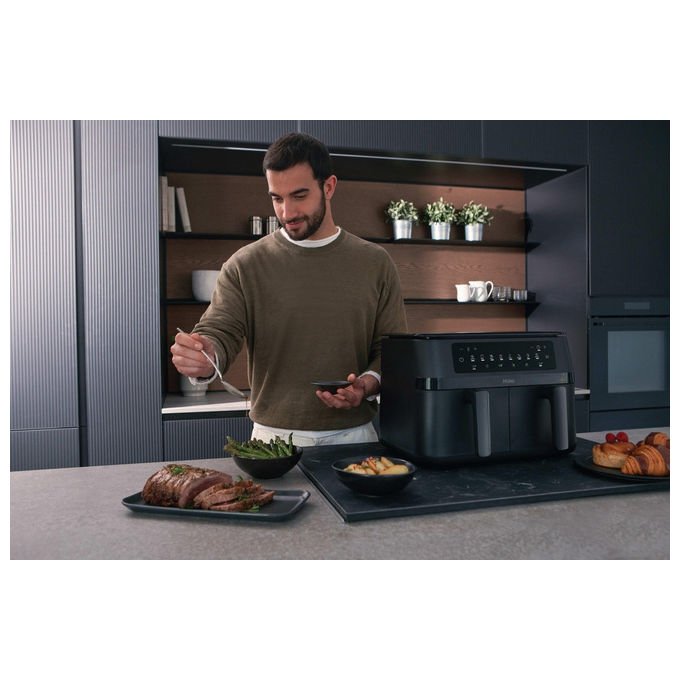 Haier, Friggitrice ad Aria Calda, 11.5 L, Doppia, 3000 W, HAF3AD 011, Nero