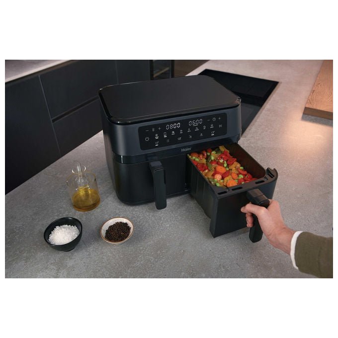 Haier, Friggitrice ad Aria Calda, 11.5 L, Doppia, 3000 W, HAF3AD 011, Nero