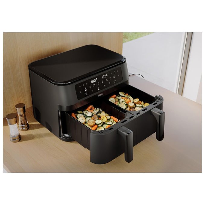 Haier, Friggitrice ad Aria Calda, 11.5 L, Doppia, 3000 W, HAF3AD 011, Nero