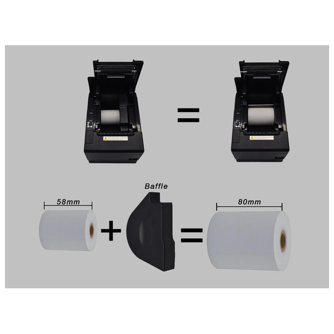 Equip 351006 Stampante POS Termica 203 DPI 300 mm-s USB Bluetooth WiFi Taglierina Automatica carta 58 80 mm colore Nero