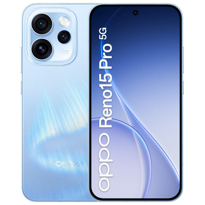 Oppo, Reno15 Pro 5G AI Smartphone, Tripla fotocamera 200MP, 12GB RAM, 512GB ROM, Aurora Blue
