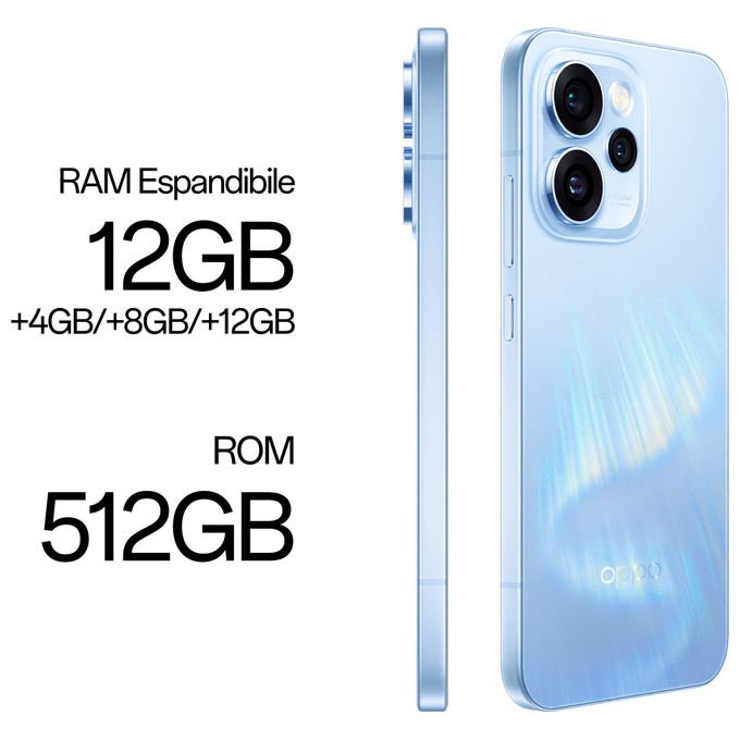 Oppo, Reno15 Pro 5G AI Smartphone, Tripla fotocamera 200MP, 12GB RAM, 512GB ROM, Aurora Blue