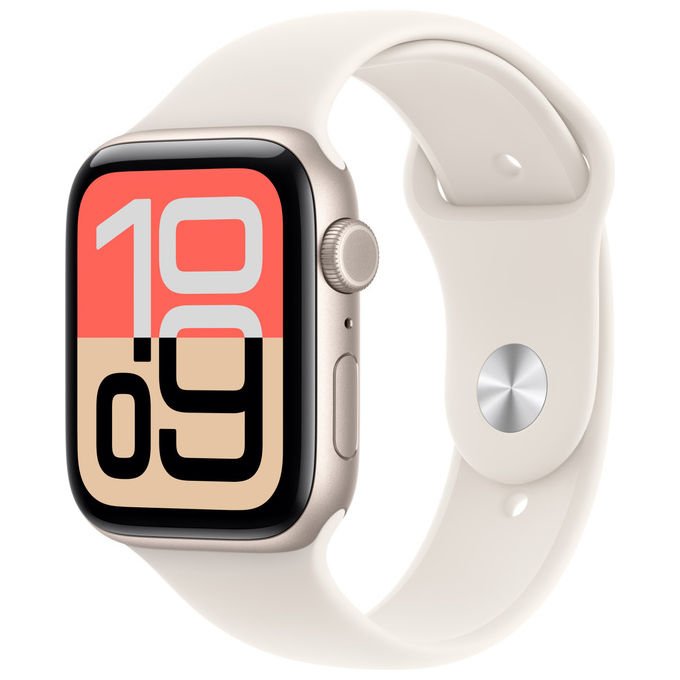 Apple Watch SE 3, GPS + Cellular, 44mm, Cassa Alluminio Galassia, Sport Band Galassia M-L