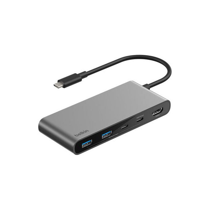 Belkin, Hub USB - C, 7 - in - 1, Grigio Argento, 2 USB - C, HDMI 4K - Yeppon