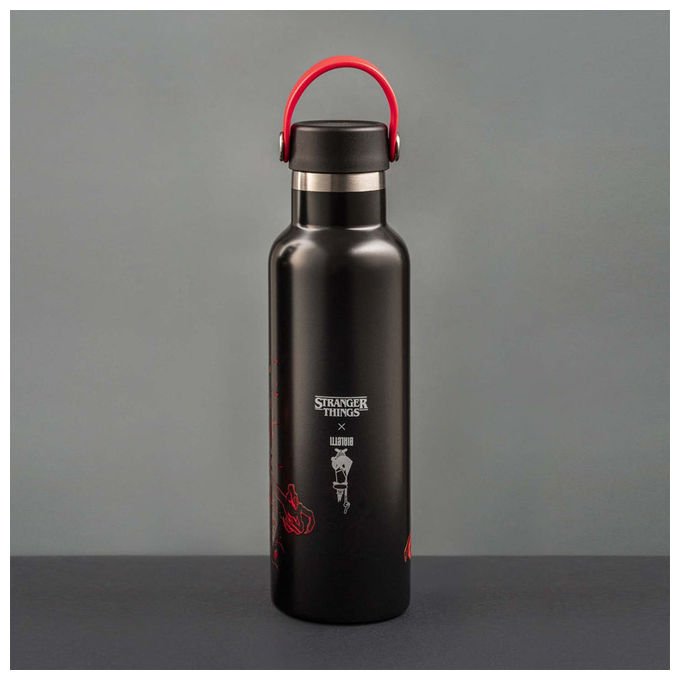 Bialetti Stranger Things, Bottiglia Termica, 600ml, Acciaio Inox, Nero e Rosso