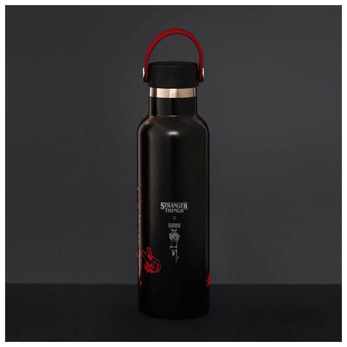Bialetti Stranger Things, Bottiglia Termica, 600ml, Acciaio Inox, Nero e Rosso