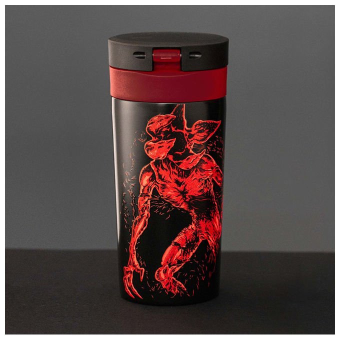 Bialetti, Tazza da Viaggio Stranger Things, 380 ml, Acciaio Inox, Nero e Rosso