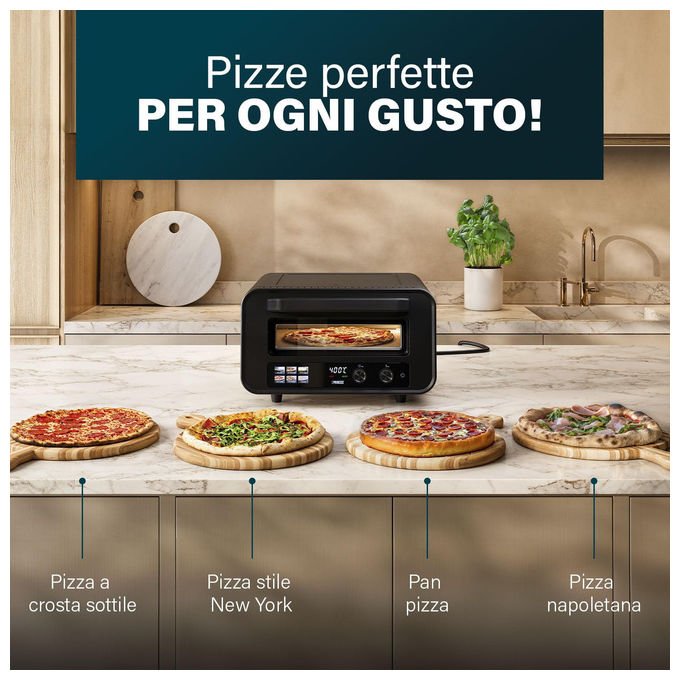 Princess 112780 Pro Max Forno per Pizza 15 L 400°C 2100 W Controllo Digitale Touch Pietra e Pala Incluse colore Nero