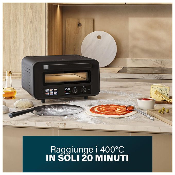 Princess 112780 Pro Max Forno per Pizza 15 L 400°C 2100 W Controllo Digitale Touch Pietra e Pala Incluse colore Nero