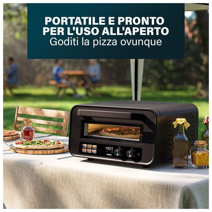 Princess 112780 Pro Max Forno per Pizza 15 L 400°C 2100 W Controllo Digitale Touch Pietra e Pala Incluse colore Nero